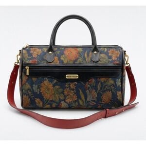 Jaguar Vtg Floral Tapestry Duffle Bag Weekend Travel Carryon + Strap Cottagecore